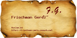 Frischman Gerő névjegykártya